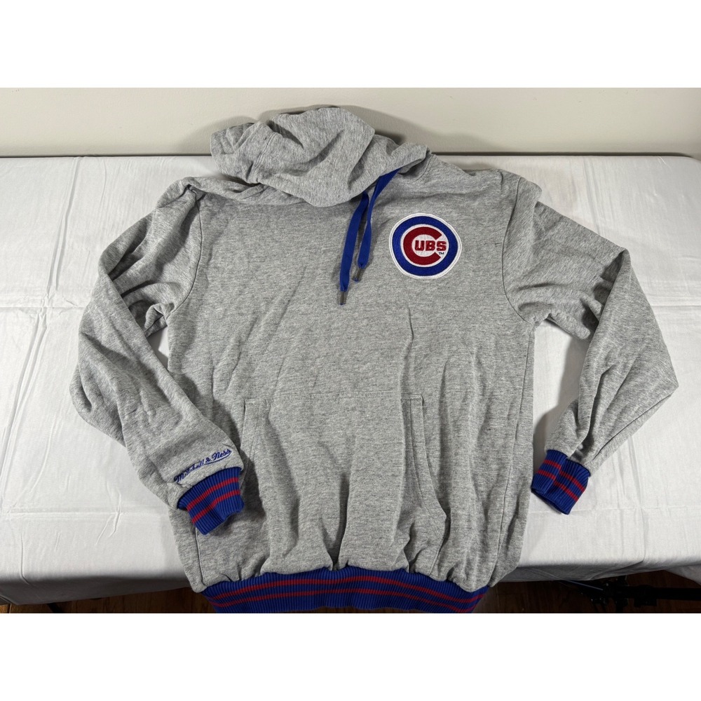 Mitchell & Ness Chicago Cubs Cooperstown Collection Gray Hoodie Mens Medium
